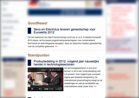 Screenshot van agoria.be